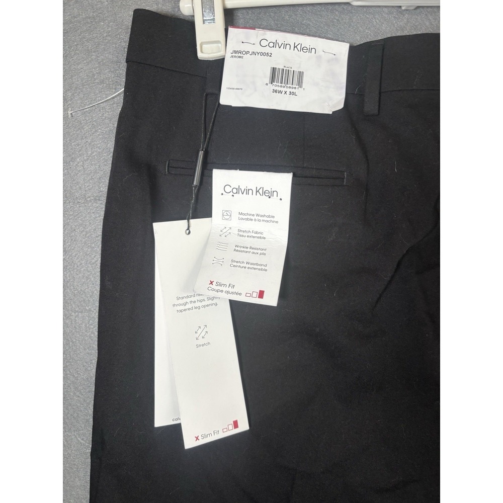 Calvin Klein Jerome Dress Pants Mens 36x30 Black Slim Stretch Work - Picture 7 of 16